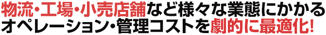 物流・工場・小売店舗など様々な業態にかかるオペレーション・管理コストを劇的に最適化！