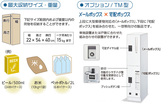 TAKURO 最大収納サイズ容量 オプションTM型