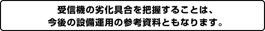 自動火災報知機設備受信機の劣化具合を把握すことは、今後の設備運用の参考資料ともなります。