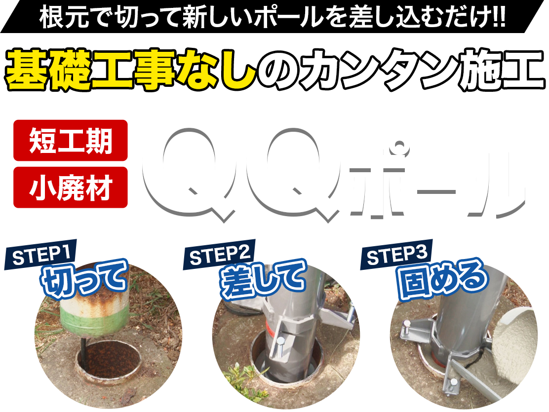 街路灯リニューアル専用ポール QQポール